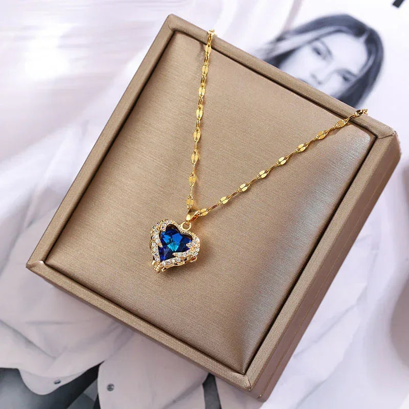 18K Ocean Heart Clavicle Neckpiece - Viexta