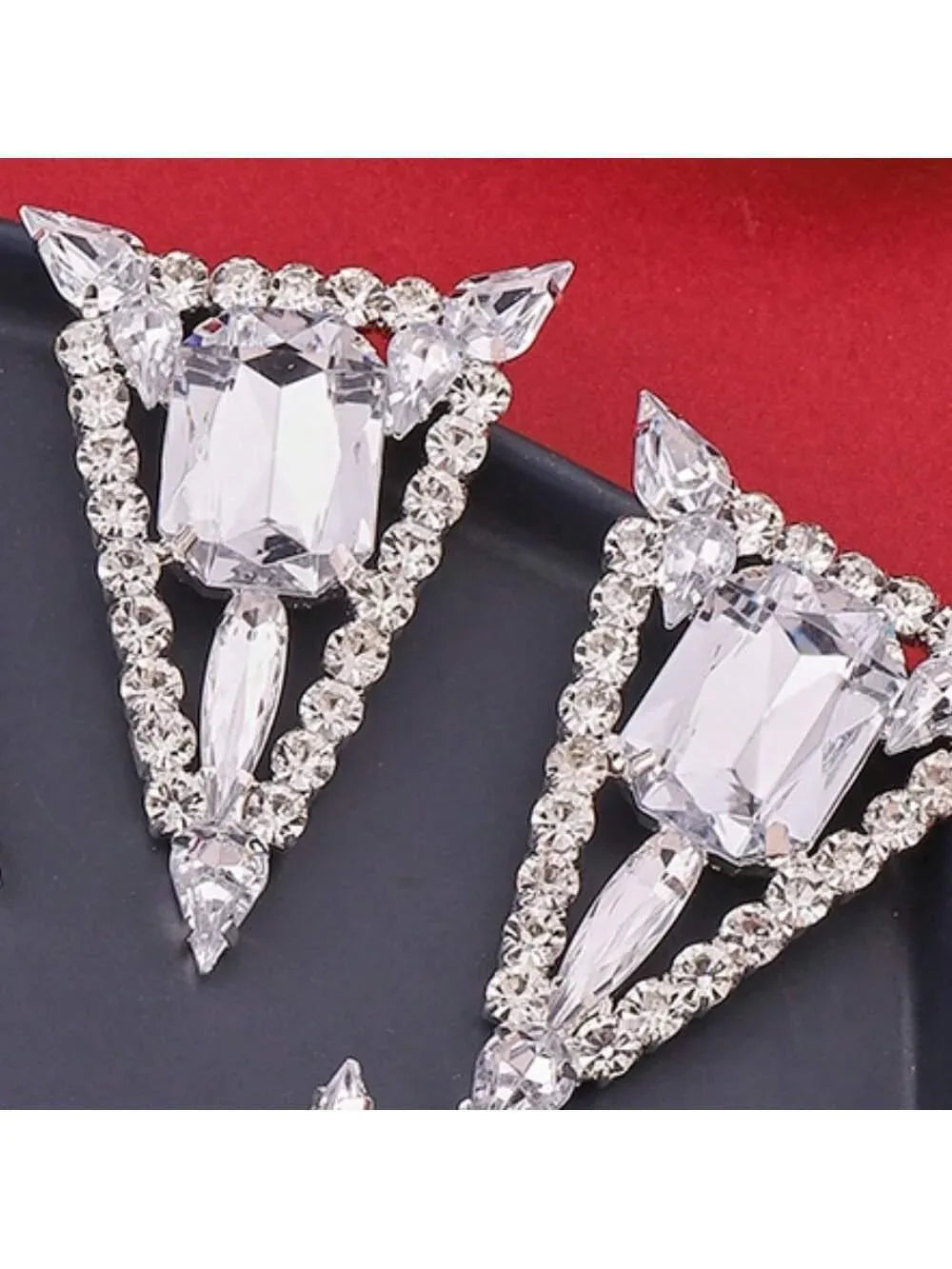 Multi-colored Exaggerated Rhinestones Triangle Jewel Earrings - Viexta