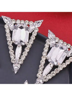 Multi-colored Exaggerated Rhinestones Triangle Jewel Earrings - Viexta