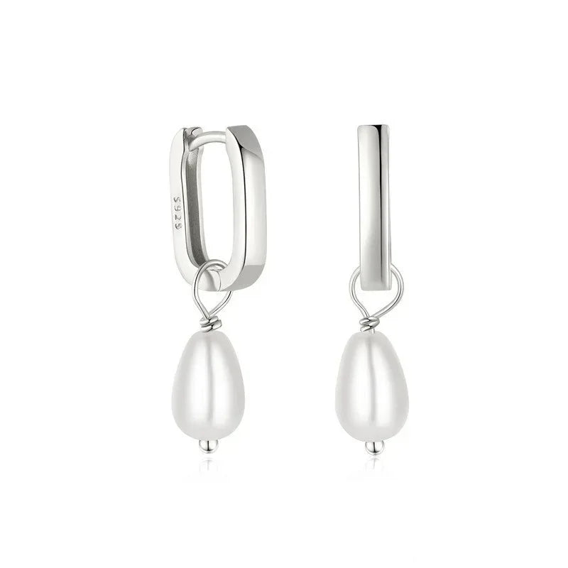 Elegant S925 Sterling Silver U-shaped Pearl Earrings - Viexta