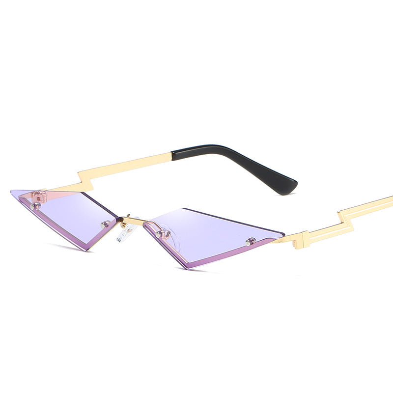 New Fashion Frameless Sunglasses Female Fashion Personality Color Film Street Shooting Sunglasses Metal Sunglasses