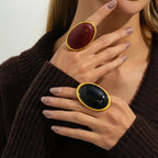 Metal Vintage Inlaid Gem Ring