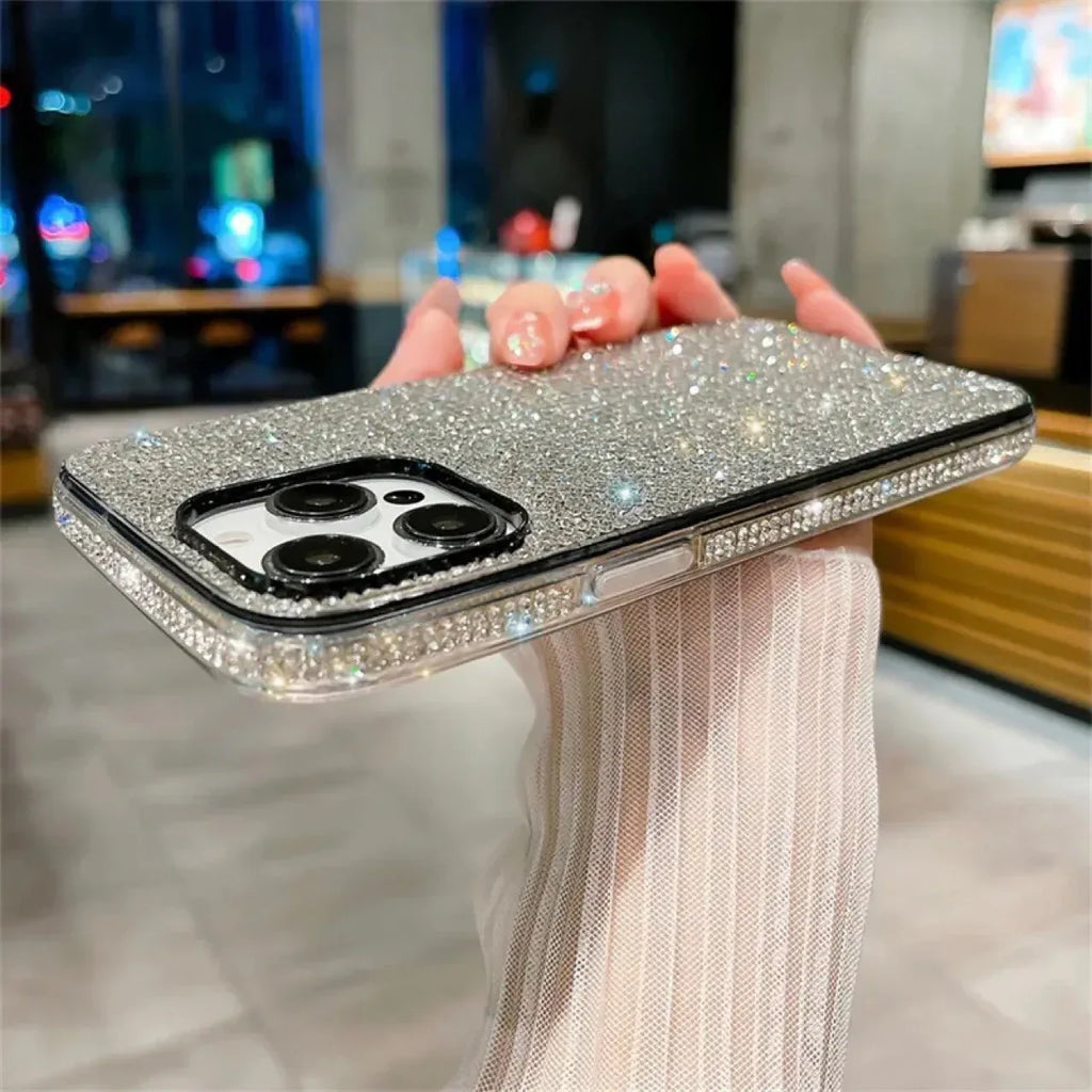 Gradient Edge Diamond Starry Sky Rhinestone iPhone Case - Viexta