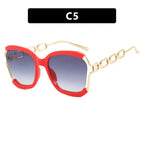 Big Square Rim Chain Sunglasses - Viexta