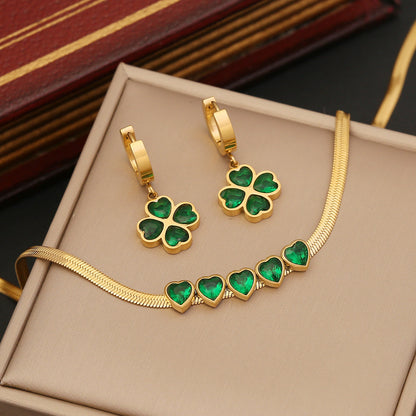 Emerald Love Earrings Necklace