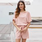 Short-sleeved Lace-up Jumpsuit - Viexta