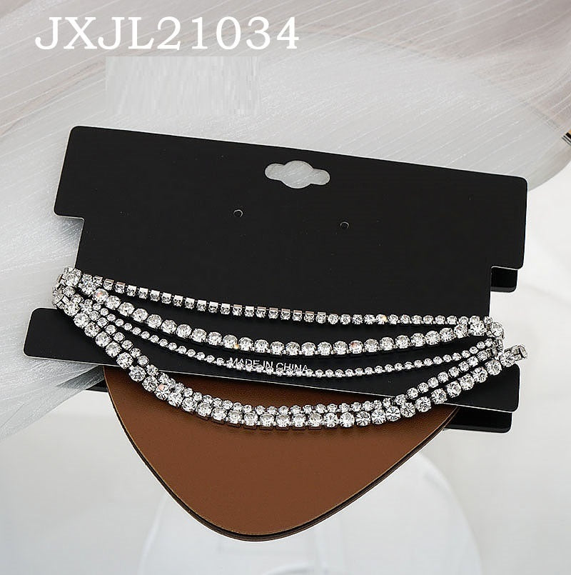 Claw Chain Inlaid With Diamond Rhinestone Multilayer Clavicle Chain