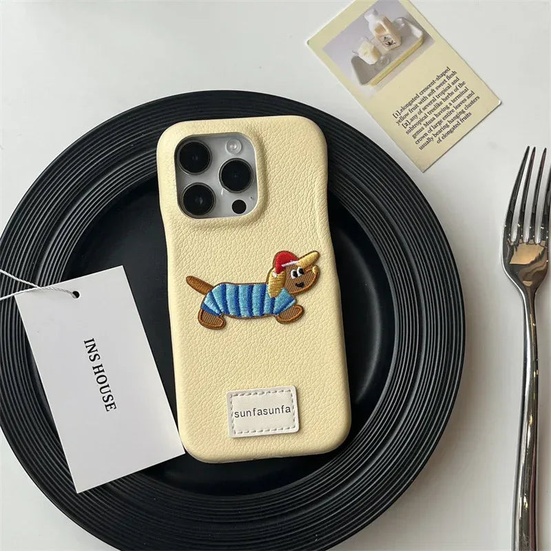 Leather Sausage Dog iPhone Case - Viexta