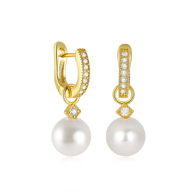 Elegant S925 Sterling Silver U-shaped Pearl Earrings - Viexta