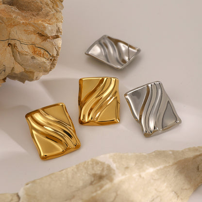 Irregular Pleated Square Wave Earrings