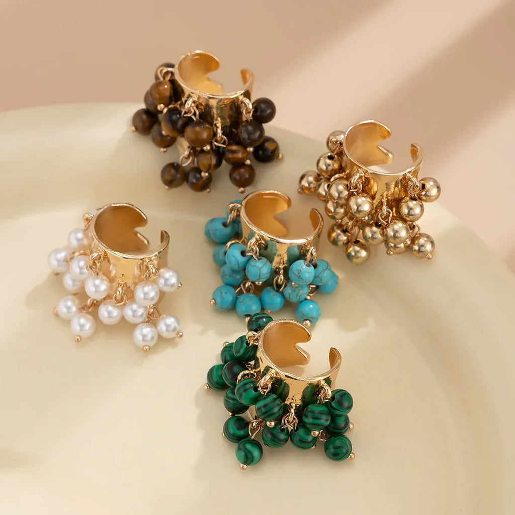 Retro Colorful Pearl Tassel Ring - Viexta