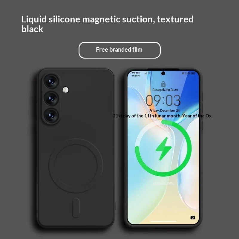Magnetic Liquid Silicone Samsung Phone Case - Viexta