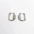 Microset Zircon Square Hoop Earrings - Viexta
