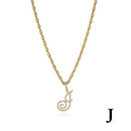 26 Letter Zircon 18k Gold Necklace