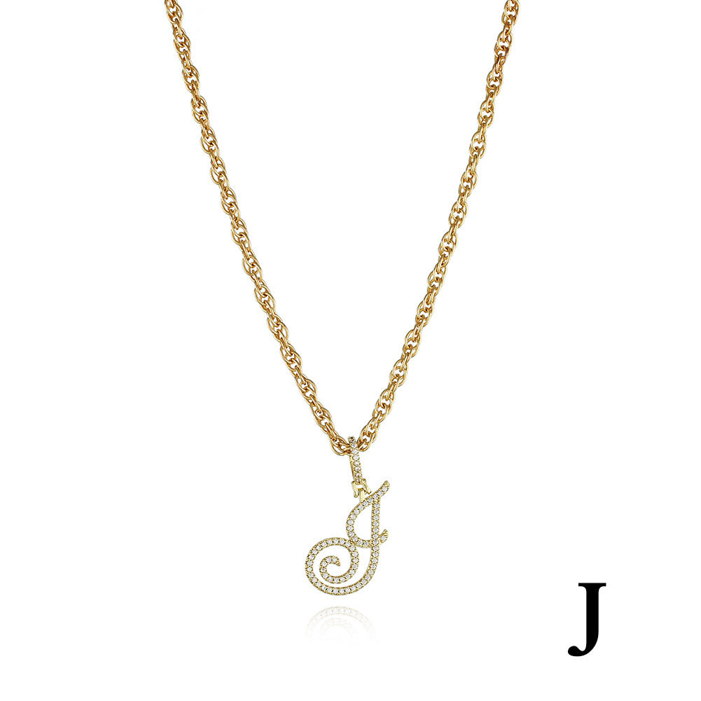 26 Letter Zircon 18k Gold Necklace