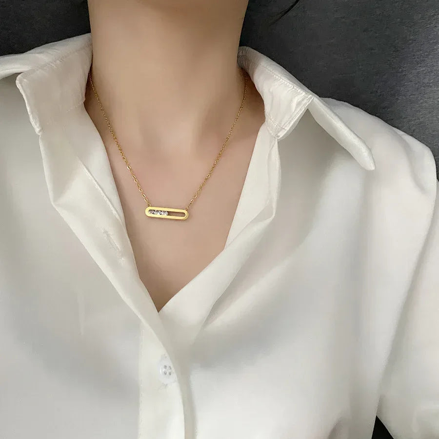 Flowing Pendant Zircon Clavicle Neckpiece - Viexta