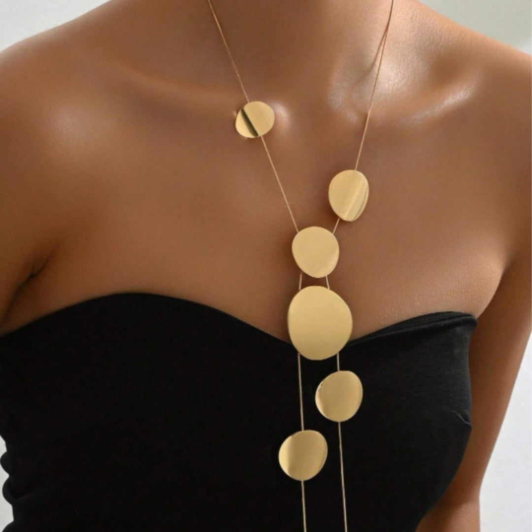 Long Trendy Wafer Hollow Necklace