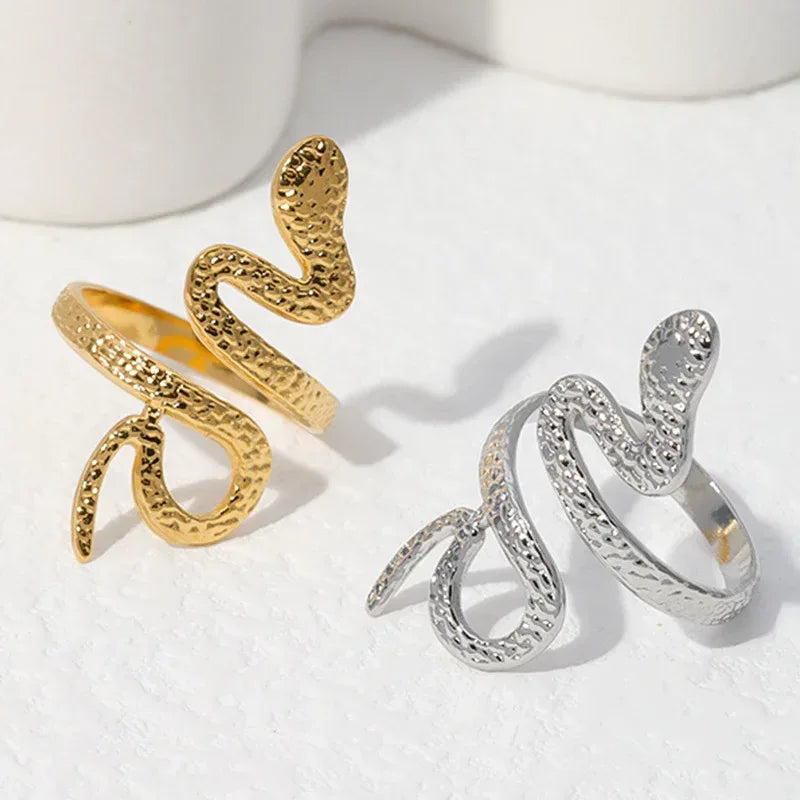 Stainless Steel Adjustable Opening Snake Ring - Viexta