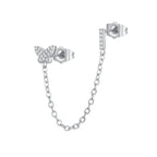 Women's Zircon Butterfly Alphabet One Piece Stud Earrings - Viexta
