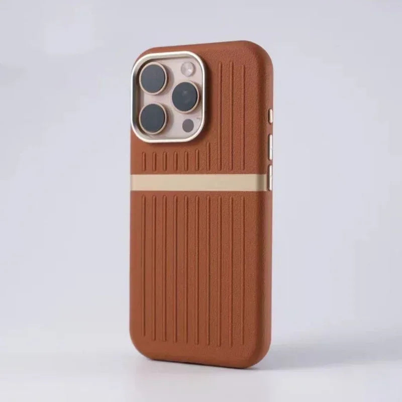 Corrugated Magnetic Business Leather iPhone Case - Viexta
