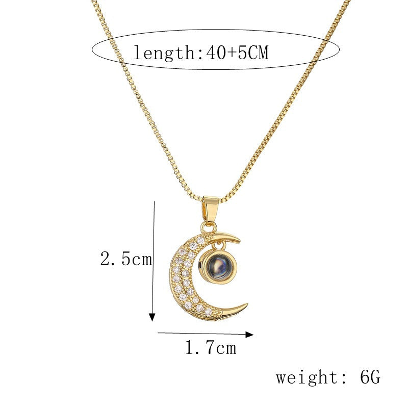 European Luxe Zircon Moon Necklace