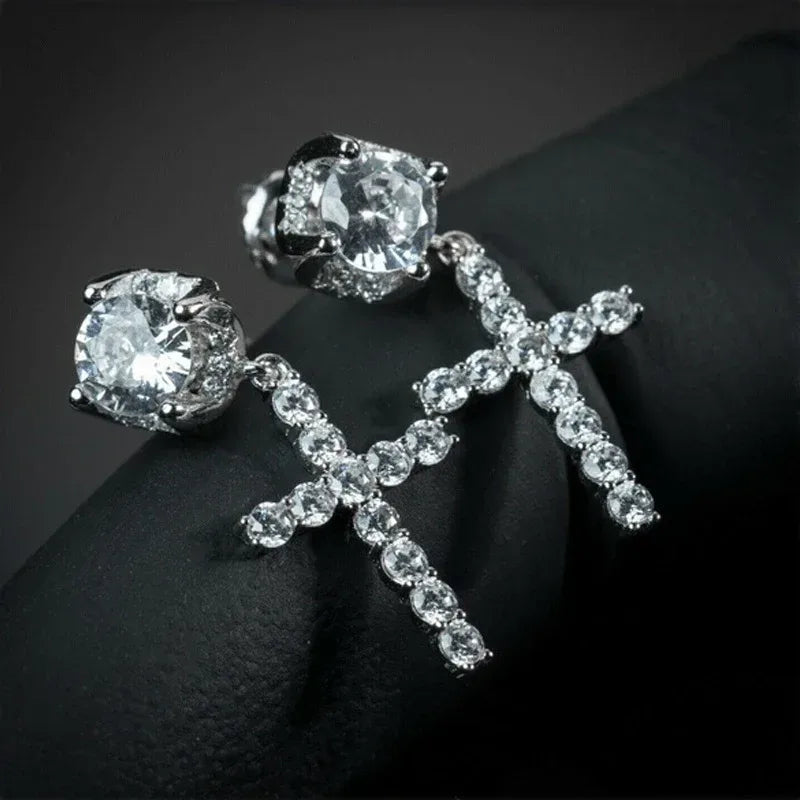 Zircon Cross Stud Earrings - Viexta