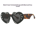 Diamond-Encrusted Heart-Shaped Sunglasses - Viexta