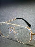 Retro Double-bridge Hollow-out Metal Sunglasses - Viexta