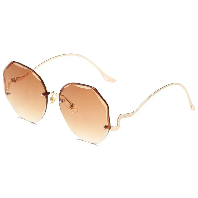 Irregular Rimless Edge Sunglasses - Viexta