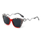 Retro Snake Temple Metal Cat Eye Party Sunglasses - Viexta