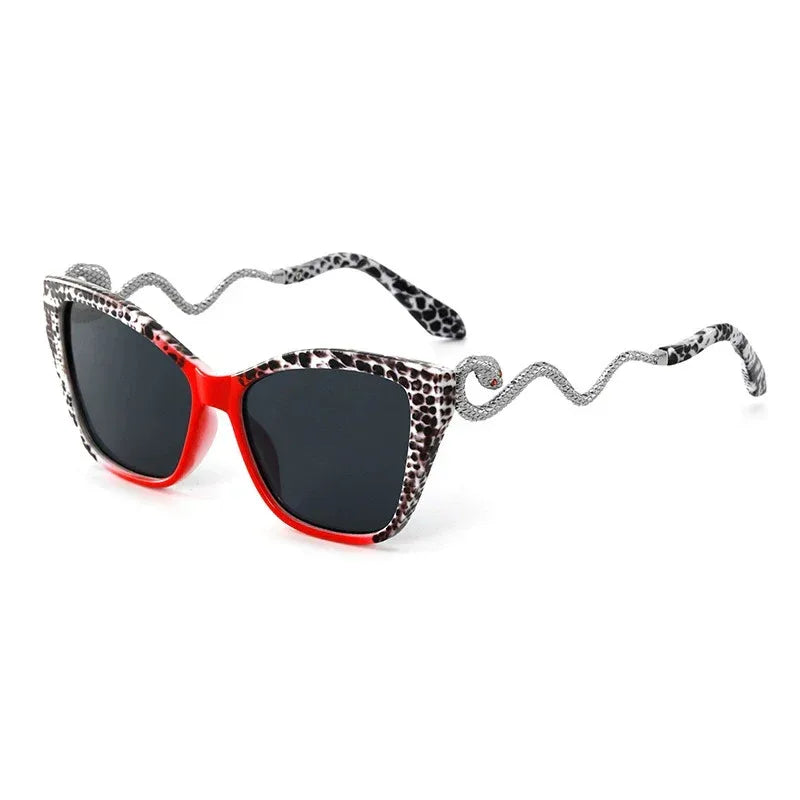 Retro Snake Temple Metal Cat Eye Party Sunglasses - Viexta