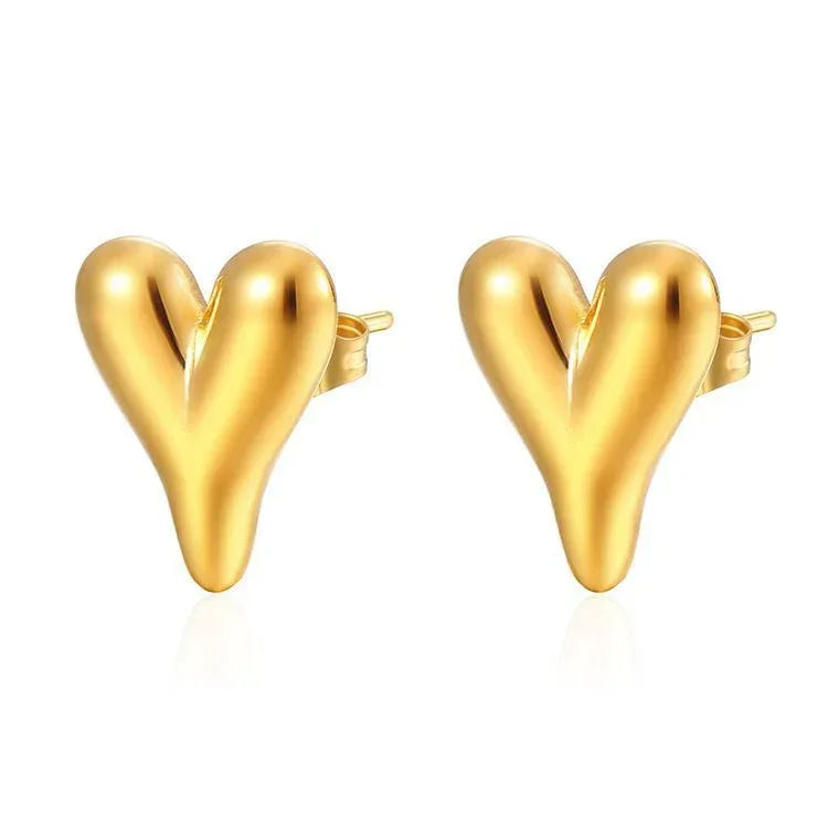 Heart-shaped Stainless Steel Studs and Necklace - Viexta