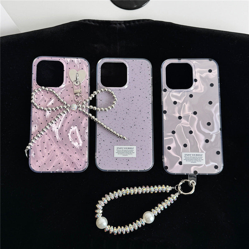 Elegant Purple Polka Dot Bow iPhone Case