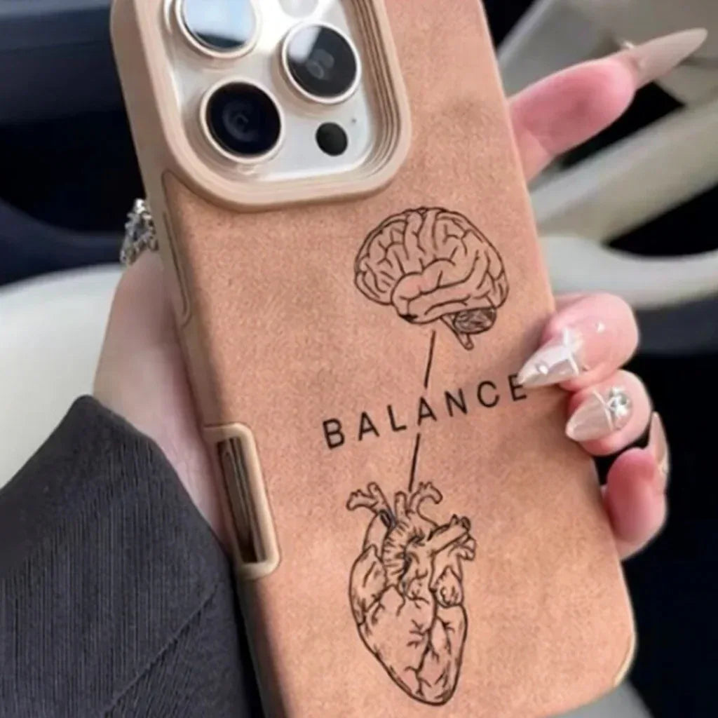 Heart Sketch Printed Fleece iPhone Case - Viexta