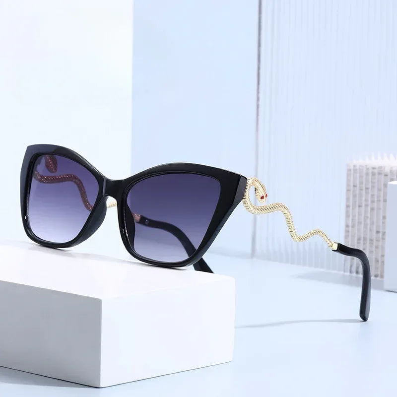 Retro Snake Temple Metal Cat Eye Party Sunglasses - Viexta