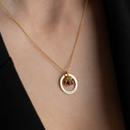 Personalized Engraved Birthstone Circle Necklace