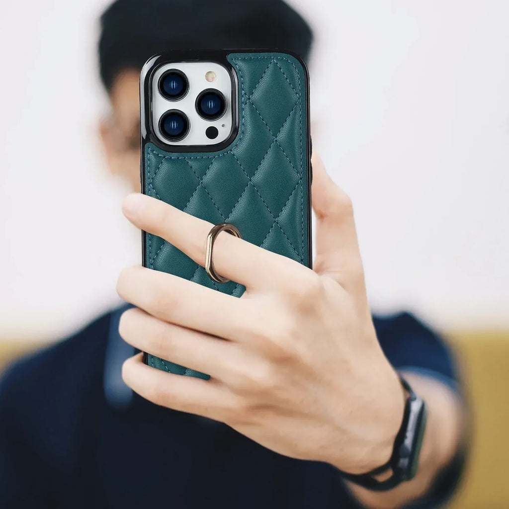 diamond-bracket-leather-iphone-case - Viexta