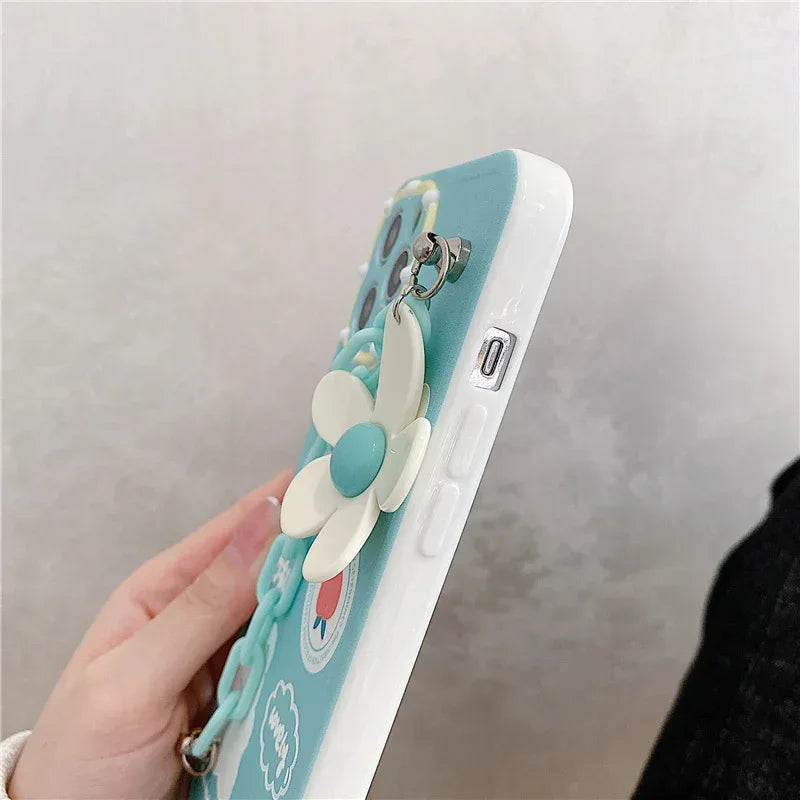 Mint Green Flower Chain iPhone case - Viexta