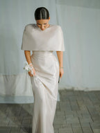 Satin Cape-style Top &Fitted Maxi Dress Set - Viexta