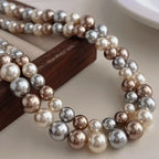 Round Pearl Coffee Necklace - Viexta