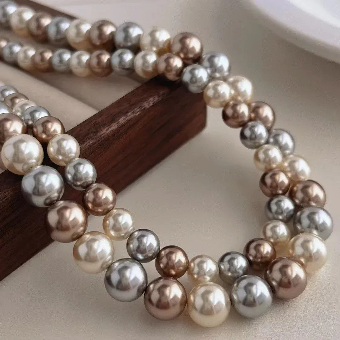 Round Pearl Coffee Necklace - Viexta