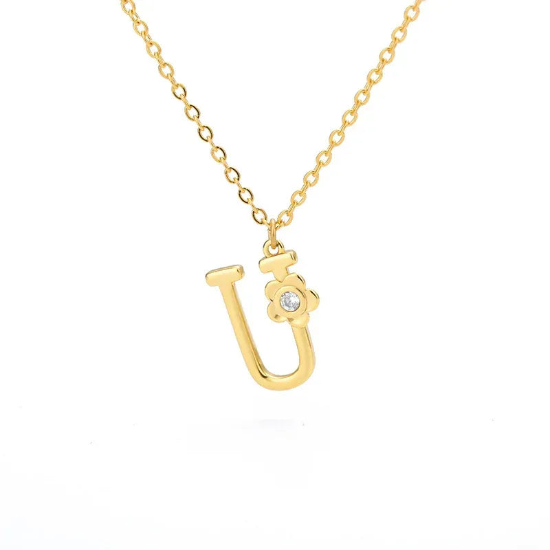Rose English Alphabet Pendant Necklace - Viexta