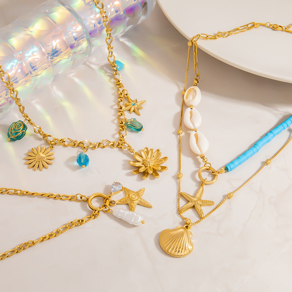 Double-layer Twin Titanium Steel Pendant Clavicle Chain