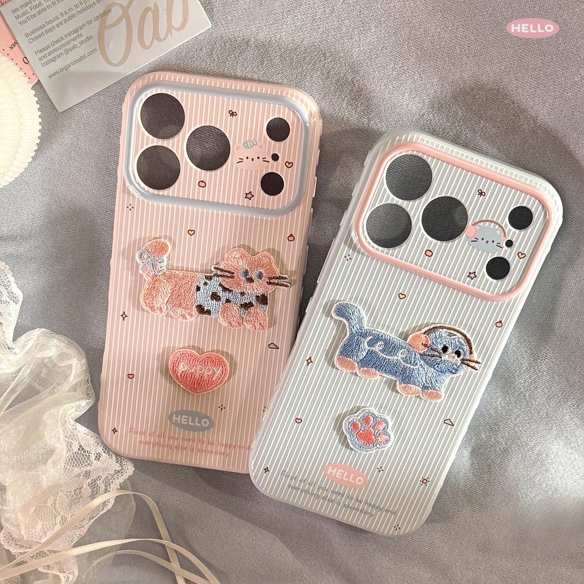 Shatter-Resistant Colored Striped Cat iPhone Case