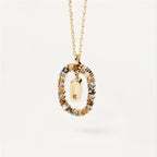 Colored Rhinestone Alphabet Necklace - Viexta