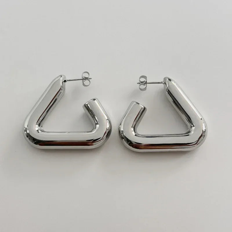 Charm Temperament Titanium Steel Triangle Earring - Viexta