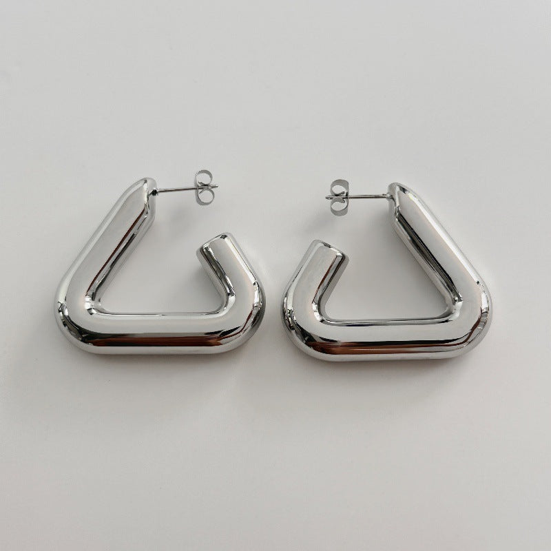 Charm Temperament Titanium Steel Triangle Earring