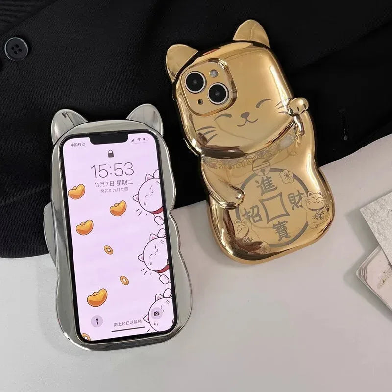 Electroplated Fortune Cat iPhone Case - Viexta