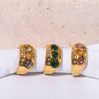 Retro Colorful Diamond Open Adjustable Ring