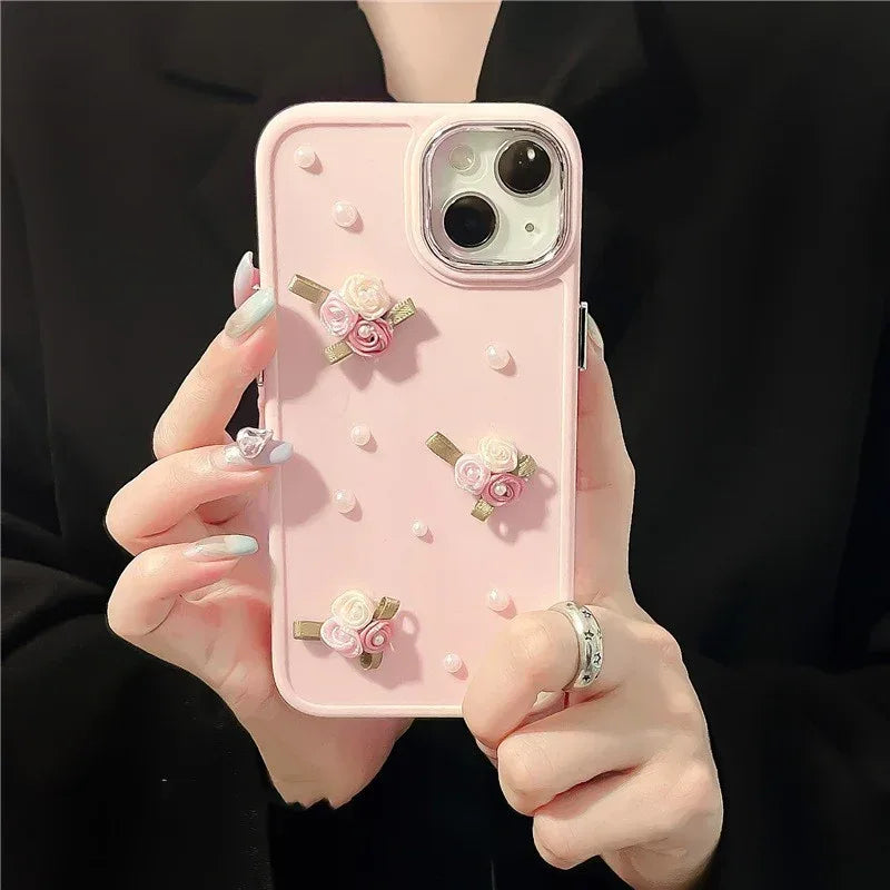 three-dimensional-pearl-small-flower-iphone-case - Viexta